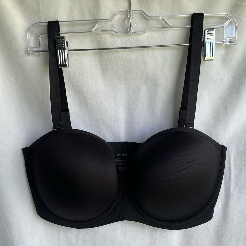 ThirdLove Classic Strapless Bra, Underwire, Removable Straps Black 40E